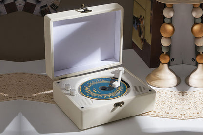 Retro Suitcase CD Player Bluetooth Vintage Desktop CD Player with Speaker-Beige
