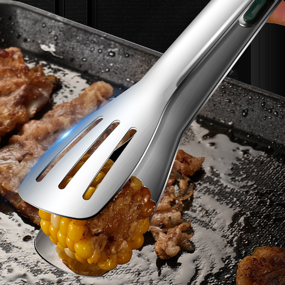 3Pcs 304 Stainless Steel Food Steak Salad and Barbecue Tongs