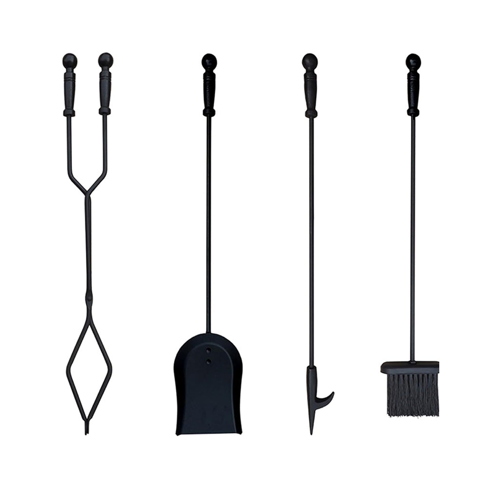 5 Pieces Fireplace Tool Set Wrought Iron With Stand For Indoor And Outdoor Use