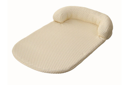Pet Cooling Mat Memory Foam Cooling Fabric Dog Crate Bed with Pillow-Light Yellow