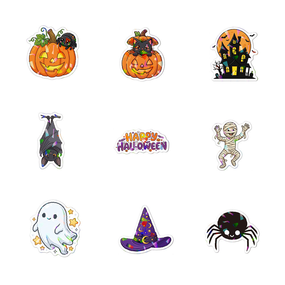 100 Holographic Vinyl Halloween Stickers for Party Favors