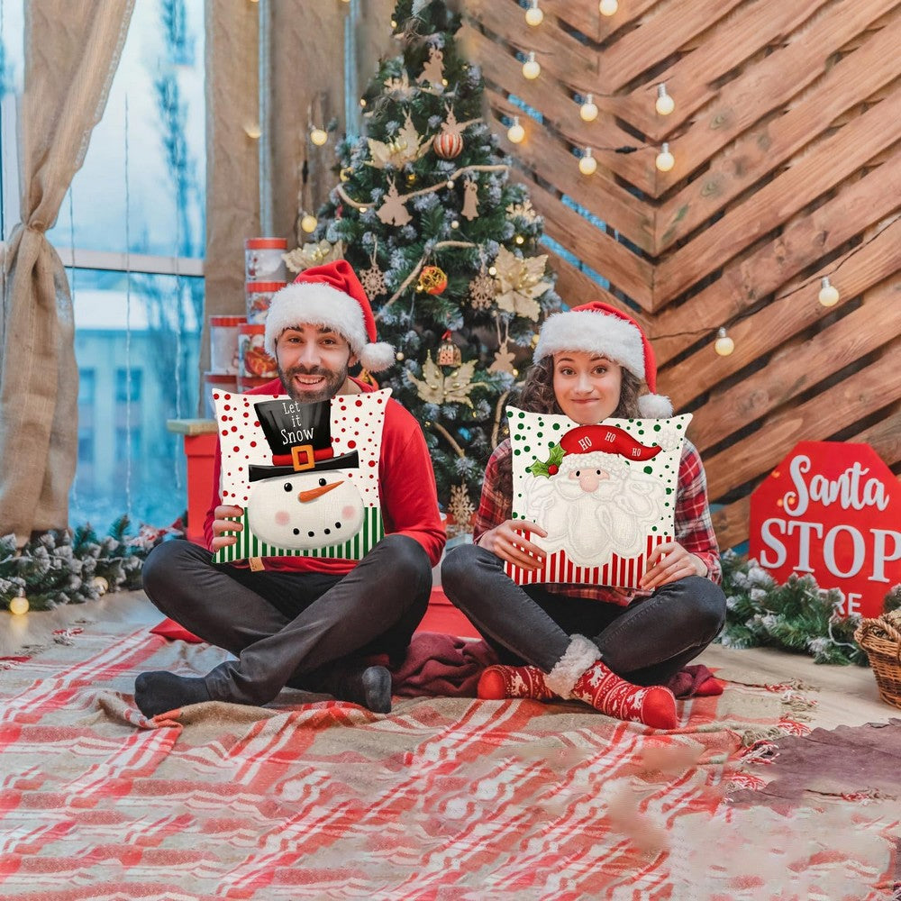 4Pcs Set Christmas Pillow Covers Merry Christmas Santa Claus Snowman Christmas Decor Home Sofa Couch Cushion Case