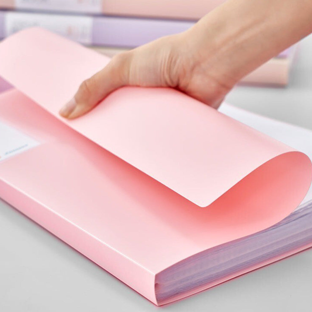 2 Pack A4 Sheet Protector Binder 40 Page Clear Folder for Certificates Posters-Pink