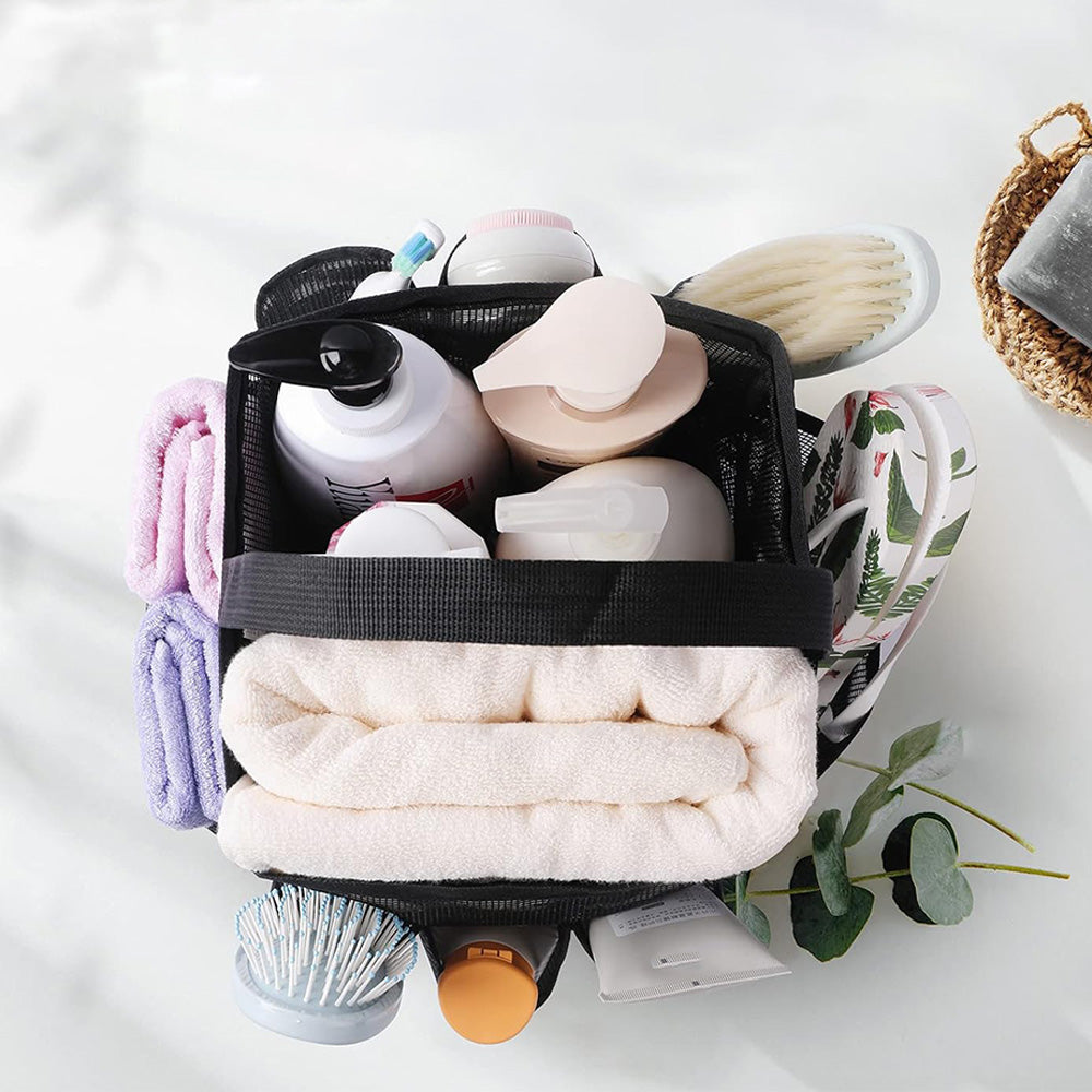 Mesh Shower Caddy Bag Hanging Toiletry Organizer For Travel And Gym