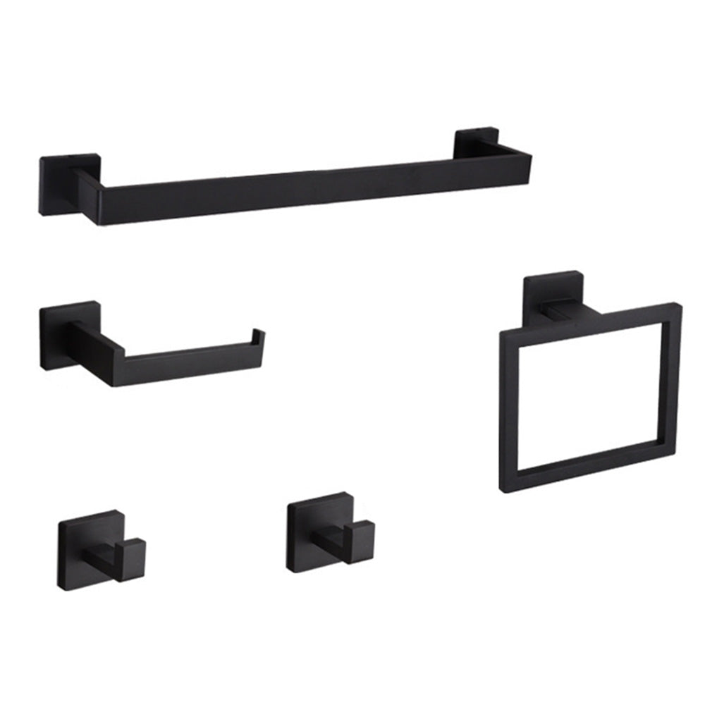 5Pcs Bathroom Towel Bar Set 40cm Stainless Steel Wall Mount Black