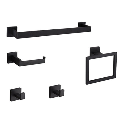 5Pcs Bathroom Towel Bar Set 40cm Stainless Steel Wall Mount Black