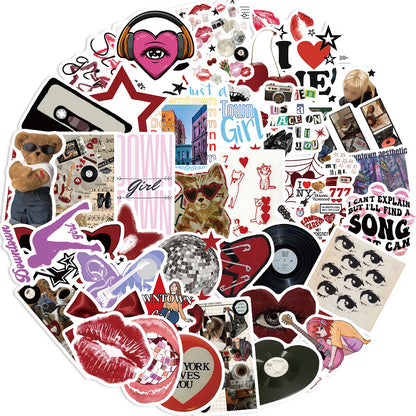 50 Pcs Aesthetic Downtown Girls Stickers Pack Vinyl Waterproof Stickers for Water Bottle Laptop