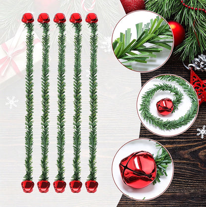 25 Christmas Wreath Twist Ties with Bells for Garland and Railings - Red