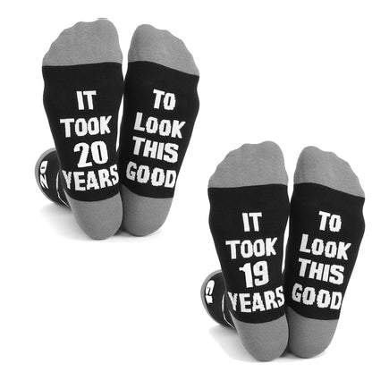 It Took Years Novelty Socks Gift for Men Birthday Funny Text Socks