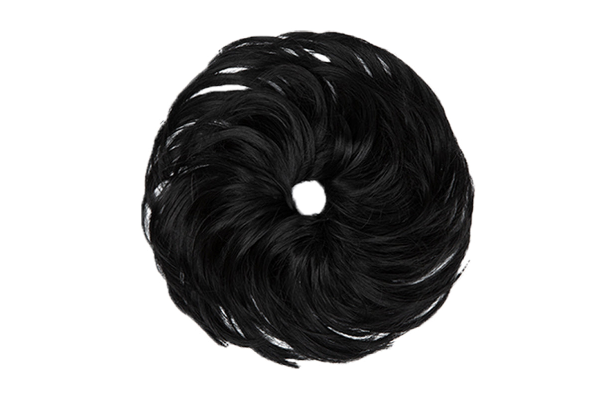 2Pcs 20CM High-Temperature Fiber Natural Messy Bun Scrunchy Thick Messy Bun Hair Piece-Jet Black