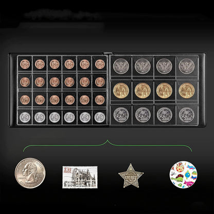 312 Slots Black Coin Album Storage Book for Collectors Coins Stamps Badges Cards