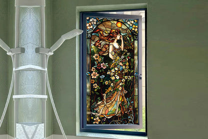 Static Cling Window Film Frosted Stained Glass Sticker Fairy Decor Glass Privacy Film