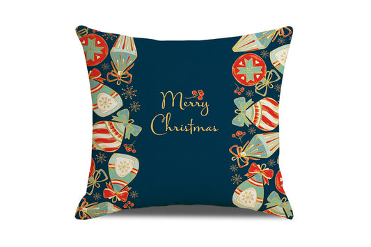 Christmas Pillowcase Xmas Throw Pillow Case Linen Blended Merry Christmas Cushion Cover Pillow Case Home Decorative-Merry?Christmas?is?sandwiched?between?patterns?on?both?sides