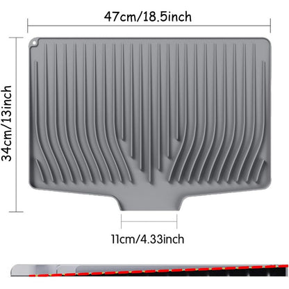 Silicone Dish Drainers Mat Non-Slip Dish Drying Tray for Kitchen Counter-Grey