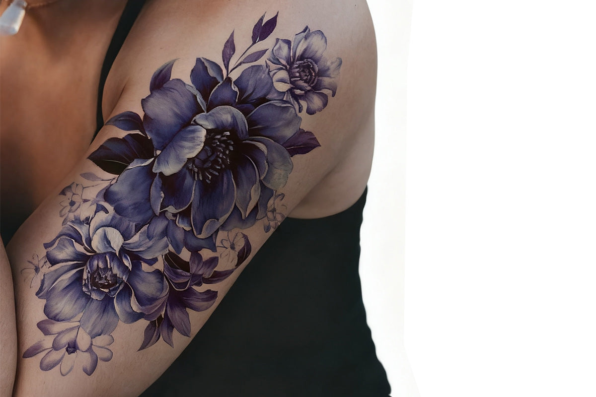 10Pcs Floral Waterproof Temporary Tattoo Stickers for Arms Body Art