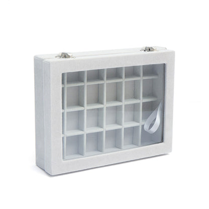 Organizer Case Box Holder Storage Jewelry Earring Ring Velvet Display Travel Portable-Grey