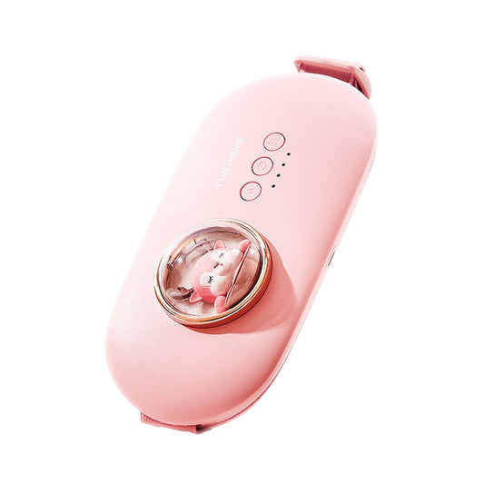 Cute Cartoon Portable Menstrual Heating Pad Cordless Massage Heating Waist Belly Wrap Belt -Pink