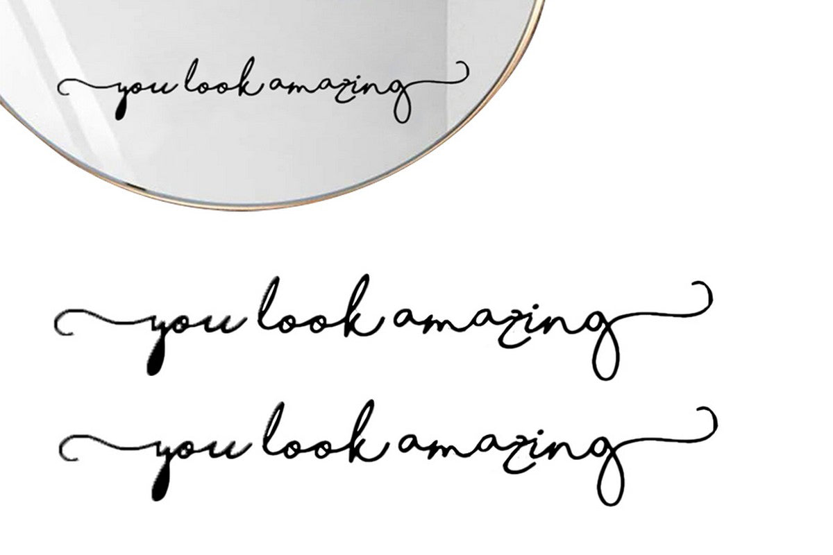 2Pcs You Look Amazing Mirror Decal Vinyl Decal Mirror Bathroom Wall Decals Decor-Black