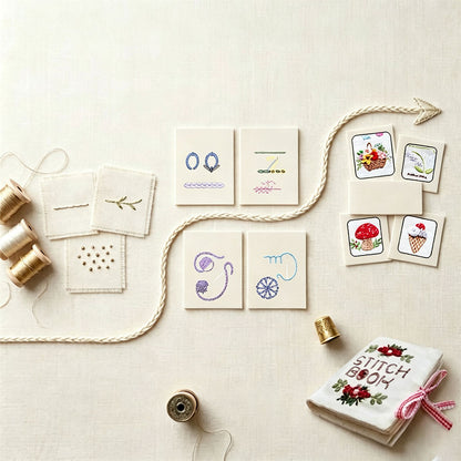 32 Stitch Embroidery Practice Book Kit with Beginner Floral Patterns