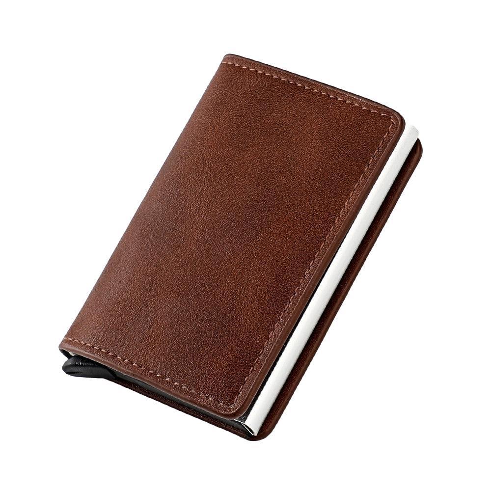 RFID Blocking Wallet PU Leather Credit Card Holder Money Cash Purse Dark Brown