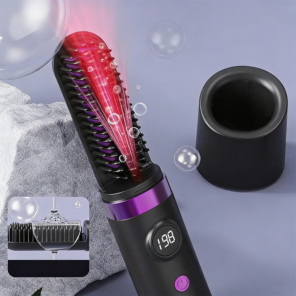 Hair Straightener Brush with Base-Black
