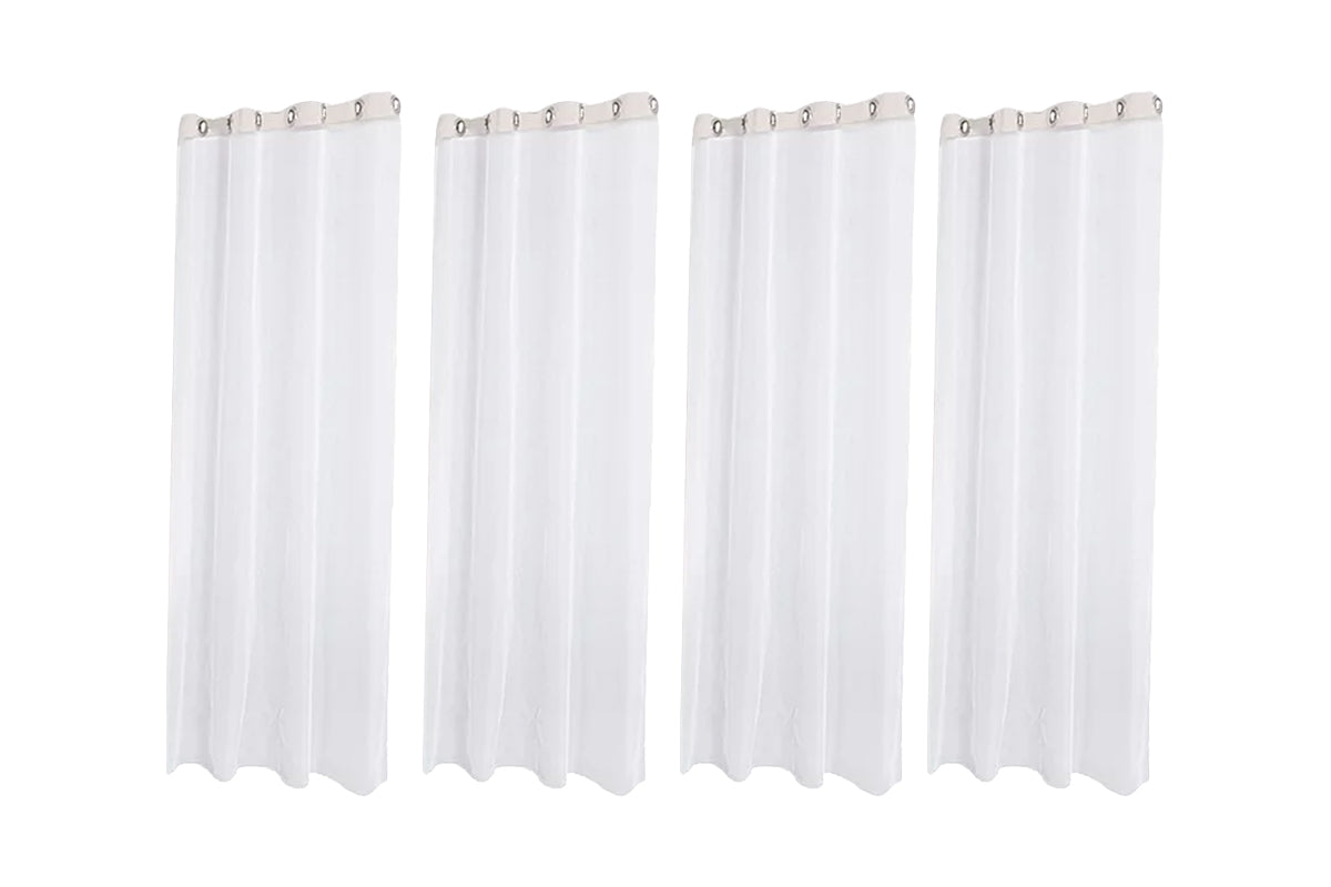 4 Piece Water Resistant White Outdoor Sheer Curtains