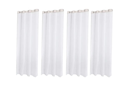 4 Piece Water Resistant White Outdoor Sheer Curtains