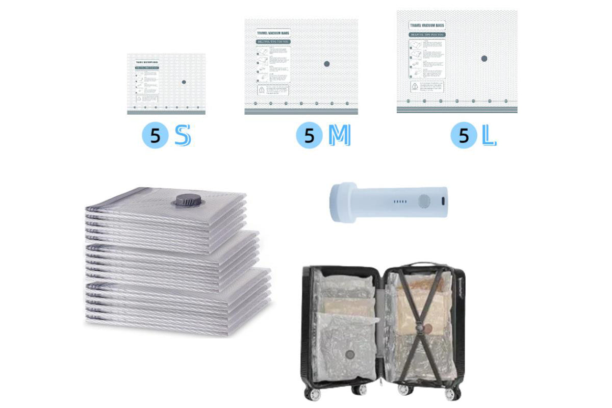 15 Piece Vacuum Bags with Rechargeable Air Pump