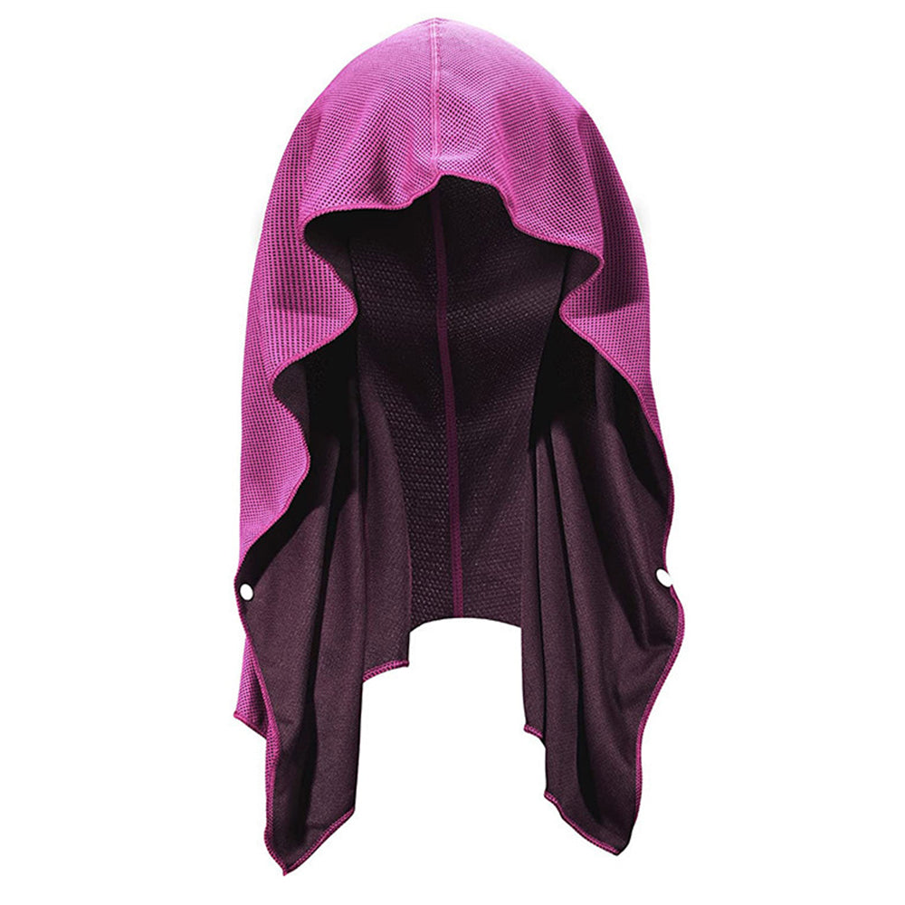 2Pcs Cooling Hooded Neck Gaiter Breathable Mesh Scarf with Buttons for Sun Shade Blue Rose Red