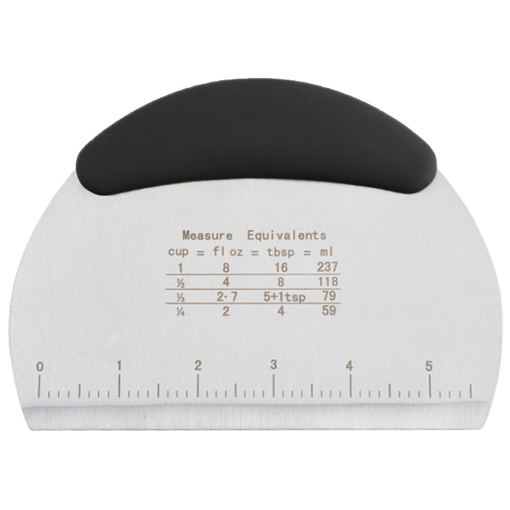 Stainless Steel Pastry Scraper Effortless Dough Cutting Tool with Measuring Scale Black