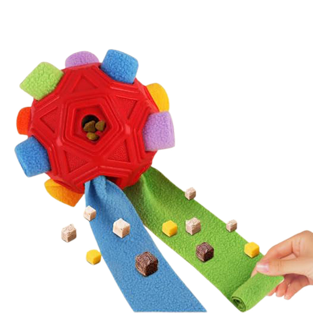 Dog Snuffle Ball Slow Feeder Puzzle Toy for Treats-Red