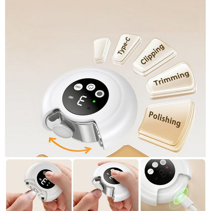 3-in-1 Electric Nail Clippers 3-Speeds Nail Trimmer with LED Light for Senior-White