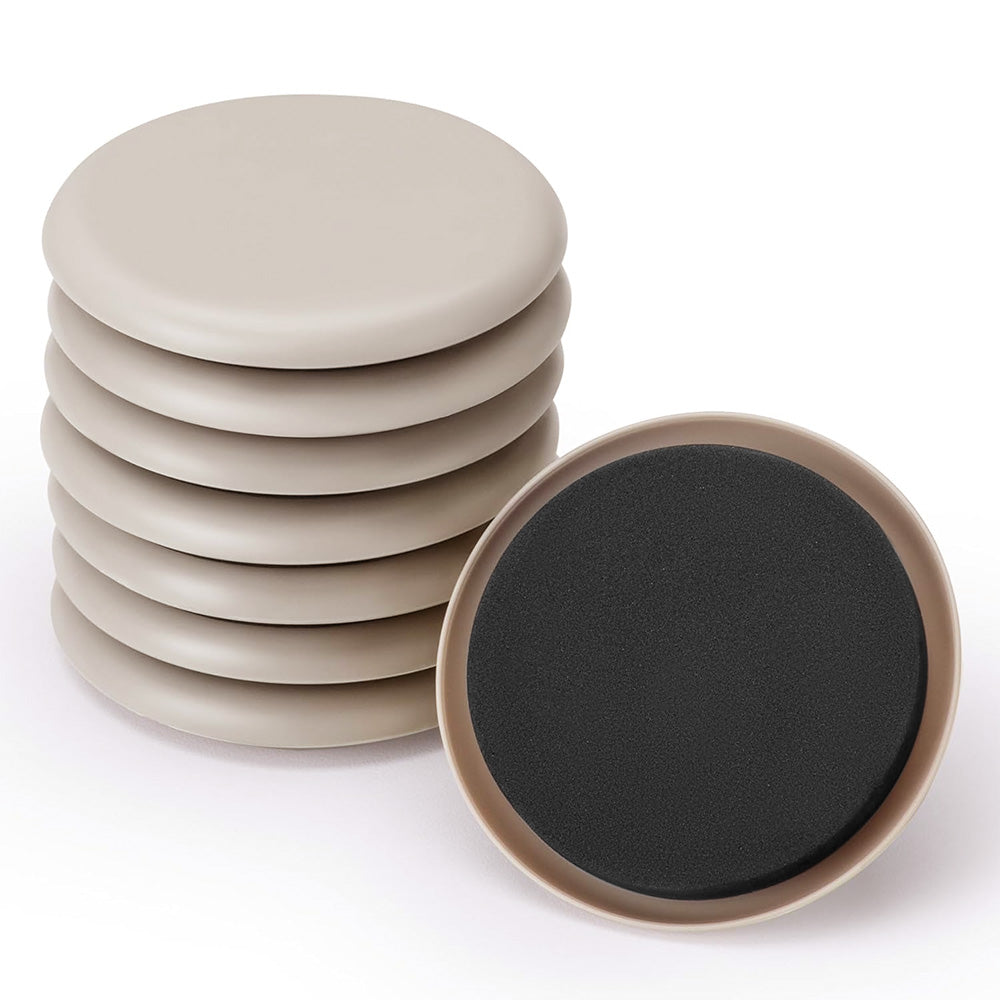 8 Piece Furniture Sliders Reusable Pads for Hardwood Floors and Carpet -Beige
