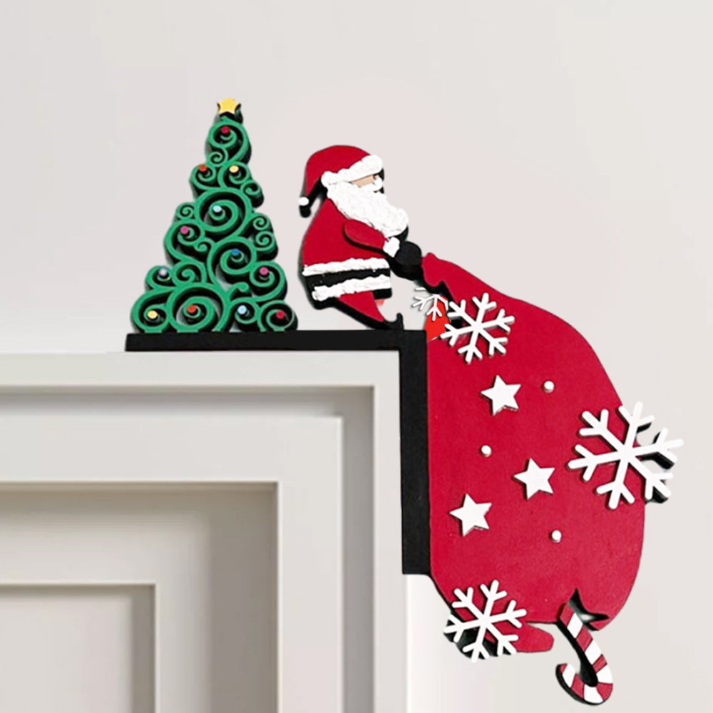 Christmas Door Topper Santa Claus Door Frame Corner Sign Decorations Windows Walls DIY Craft