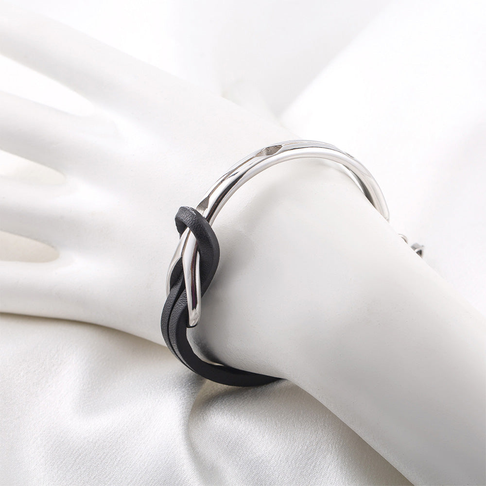 PU Leather Bracelet Geometric Stainless Steel Mens Bracelet
