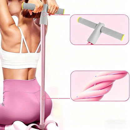6 Tube Multifunction Pedal Resistance Band with Hand for Sit Up Home Gym Workout-Pink