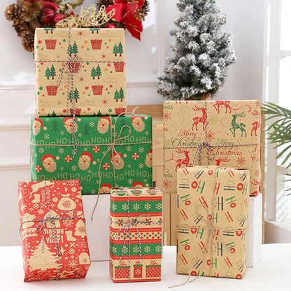 12 Sheets Christmas Wrapping Paper with Jute String Cute Xmas Wrap Kit