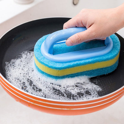 5 Piece Multi Layer Sponge Cleaning Brush Set for Kitchen Bathroom - Blue