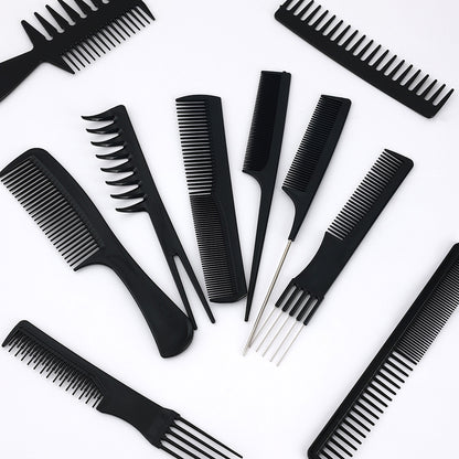 10Pcs Hair Brush Set with PVC Storage Box for Barbershop Salon and Home Use