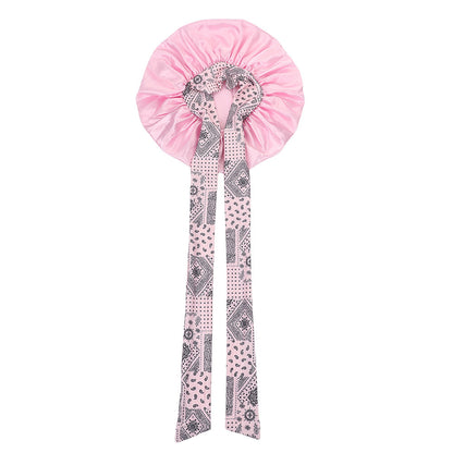 Satin Bonnet for Sleeping Double Layer Sleep Hair Bonnets Caps for Curly Braid Hair-Pink