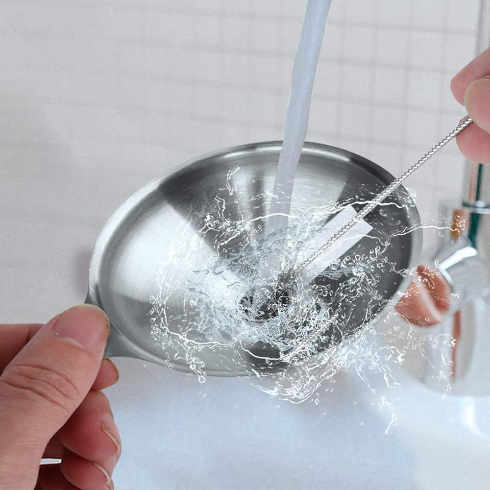 6PCS Stainless Steel Mini Funnels with Cleaning Brushes for Kitchen
