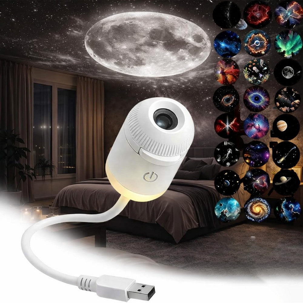 24 Slides Set Galaxy Projector and Night Light 360-degree USB Projector for Bedroom
