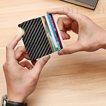 RFID Blocking Wallet Travel ID Card Holder with Metal Clip Black