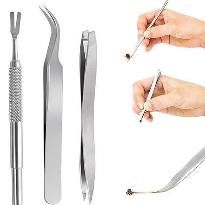 Pet Tick Removal Tool Set with Flea Comb and Tweezers for Dogs and Cats