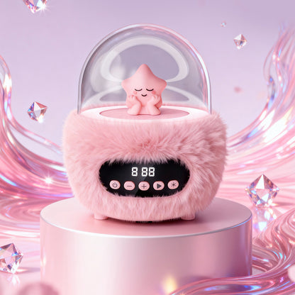2 in 1 Portable Plush Speaker and Alarm Clock with Dual Mics  - Pink