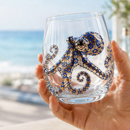 Handcrafted Marine Animal Glass Cup for Bar Home-Octopus