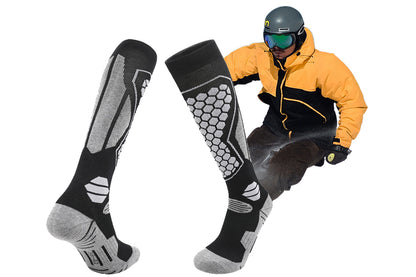 Ski Thermal Socks Thermal Knee High Socks for Snowboarding Winter Warmth Socks -Black