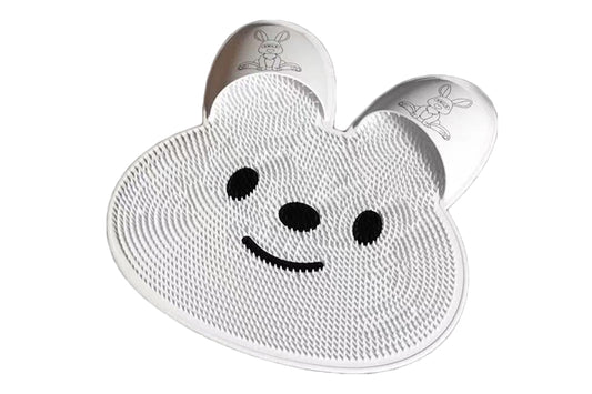 Shower Foot Scrubber Mat Rabbit Shaped Silicone Foot Scrubber Pad -White
