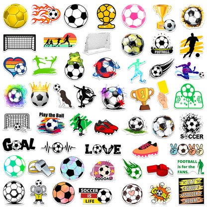 50Pcs Football Theme Sticker Set Water-repellent for Water Bottle Laptop Decoration