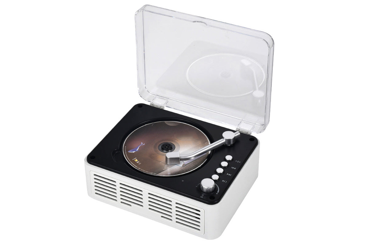 Retro CD Player Multifunctional Music Player with Bluetooth FM Radio for Home Use-White